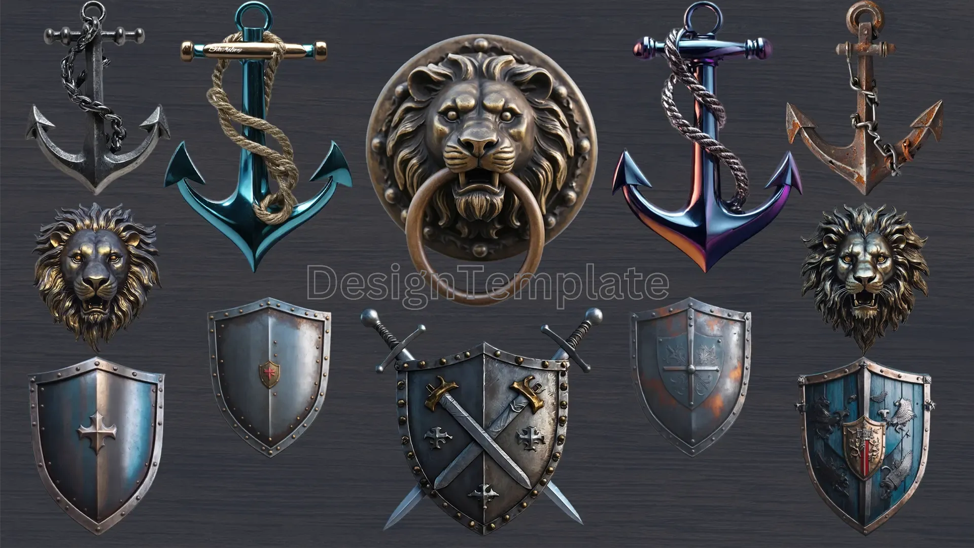 Historical Shield 3D Visual Elements Pack image